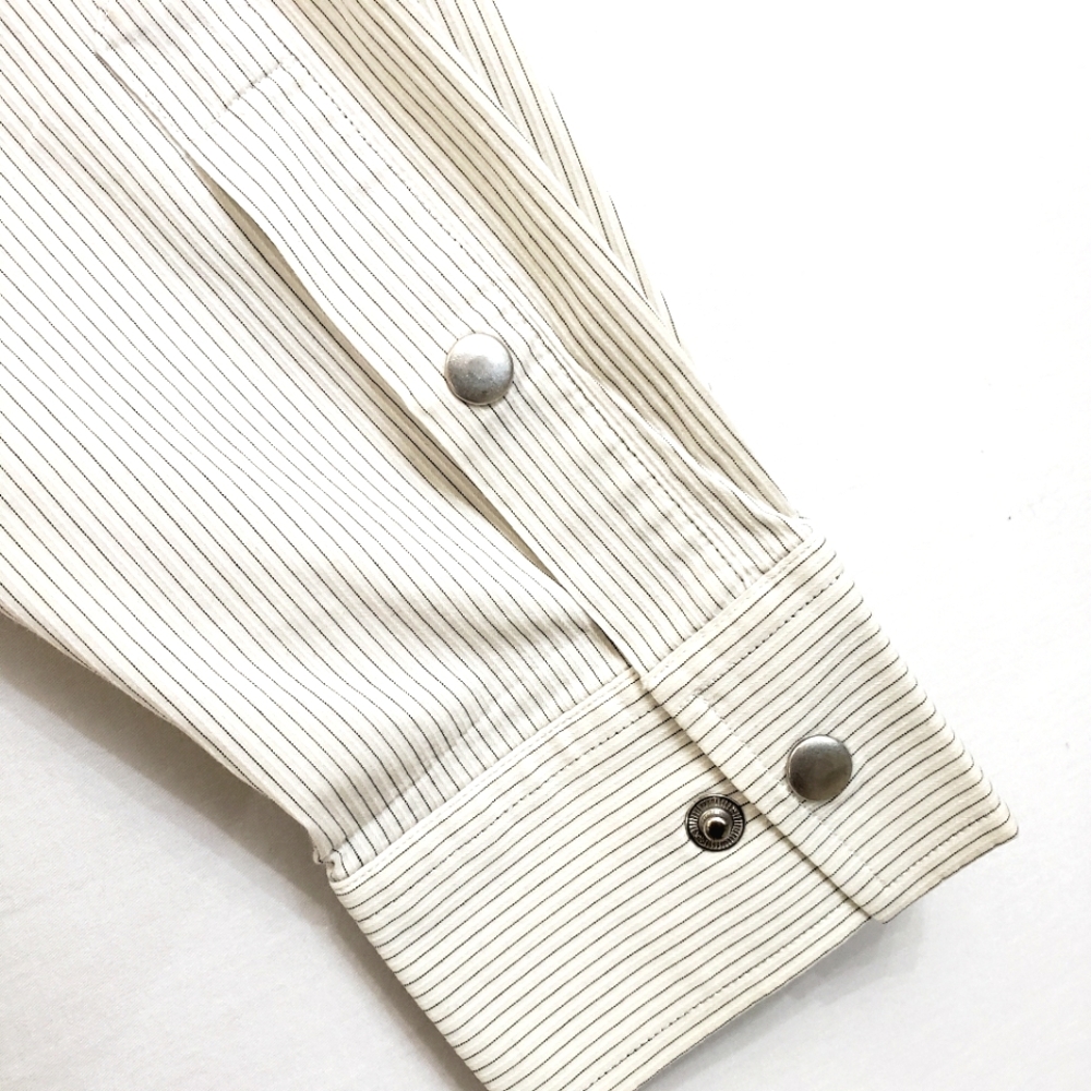 Armani Exchange Creme Textured Pinstripe Longsleeve Button down Shirt - Picture 8 of 15